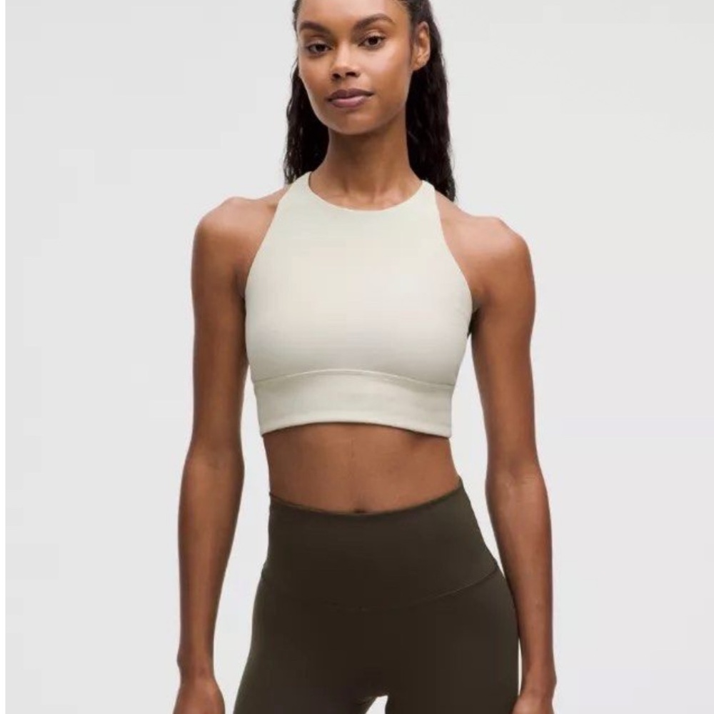 BNWOT Lululemon (6) Racerback High-Neck Longline Train Bra Bone *Limited Edition